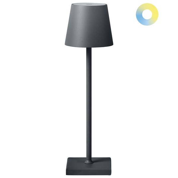 Kabellose LED Tischlampe BACEIRO mit Dimmer Metall Dunkelgrau