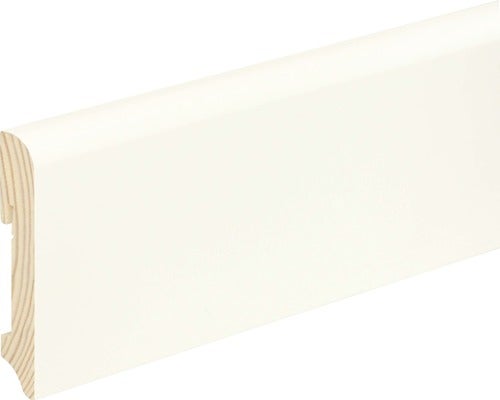 Sockelleiste gerundet Fichte/Kiefer weiß RAL 9010 lackiert L0146L 18x96x2400 mm