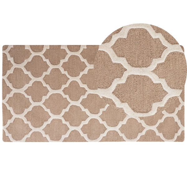 Teppich ERBAA Beige 80 x 150 cm Wolle