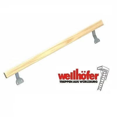 Wellhoefer Handlauf aus Holz fuer Dachbodentreppen mit Metallwandhalterungen