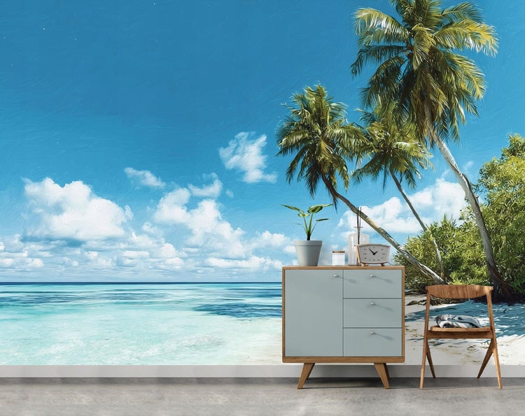Fototapete Strand Meer Palmen Hawaii Modern Vlies Tapete 350x250 cm