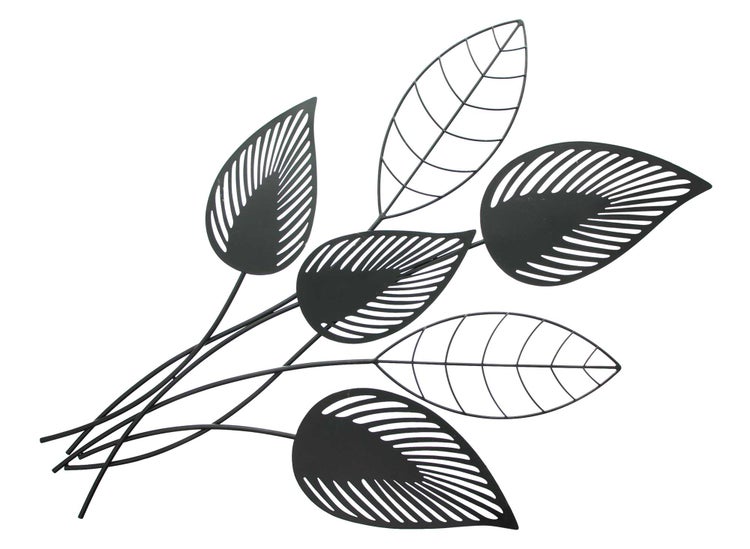 FRANK FLECHTWAREN | Wanddeko Blätter, METALL, 55,5 x 1,5 x 84 cm