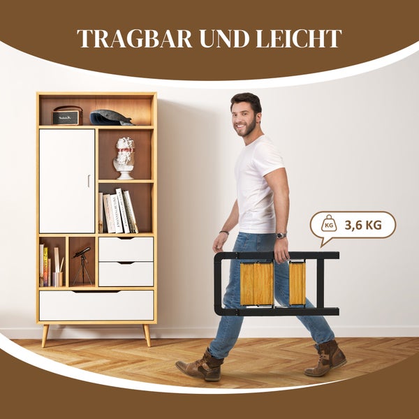 Mann trägt ein leichtes Möbelstück; Gewicht: 3,6 Kilogramm