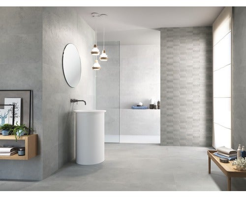 Steingut Wandfliese Loft Silver 40x120cm, rektifiziert