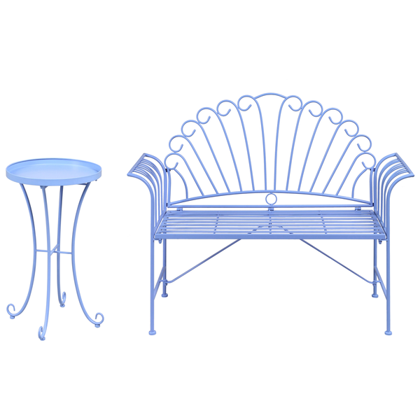 Gartenbank und Beistelltisch aus Metall