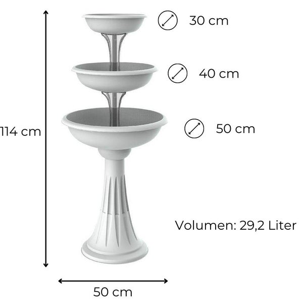 Blumenständer mit 3 Schalen Blumensäule Pflanzensäule Pflanzentreppe Pflanzschale Kräutertopf Pflanzenschalen Weiß