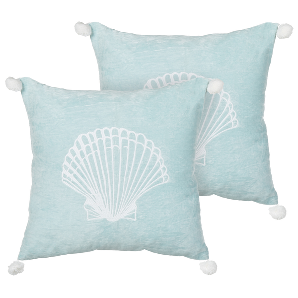 Dekokissen 2er Set LEATHESIA Samtstoff 45 x 45 cm Hellblau Abstraktes Muster