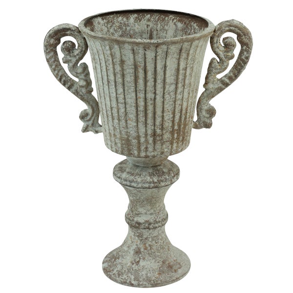 Dekorative Pflanzschale im Pokaldesign mit antikem Finish