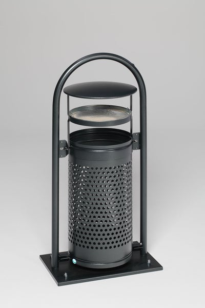 PROREGAL Abfallsammler Mit Rohrbogenständer Aschereinsatz 60 70 Liter HxBxT 116,5 x 58 x 38 cm Verzinkter Stahl Grau