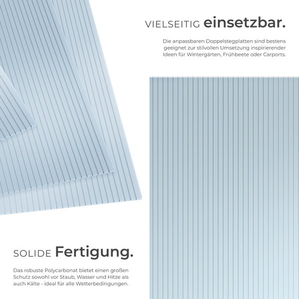 Doppelstegplatten aus Polycarbonat für Wintergärten, Frühbeete oder Carports
