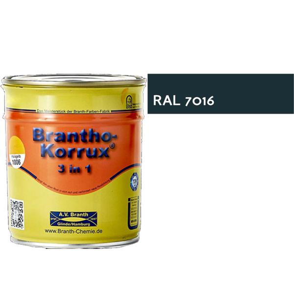 Brantho Korrux 3in1 Rostschutzfarbe - Primer, Rostschutz und Lack RAL 7016 - anthrazitgrau / 5Lt. / 6 Kg.