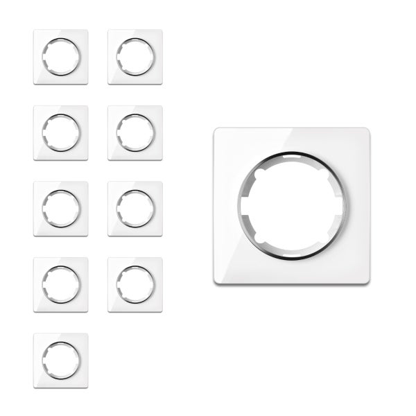 Set mit 9 quadratischen Steckdosenabdeckungen in glattem Design für Unterputzinstallation