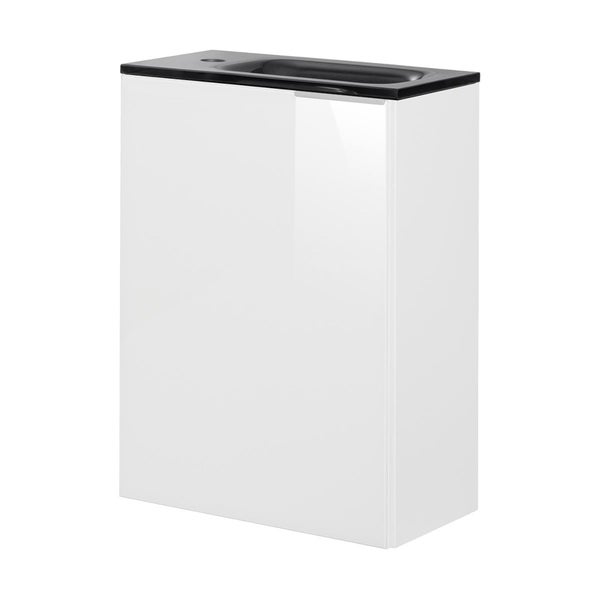 Waschtischunterschrank mit schwarzem Waschbecken