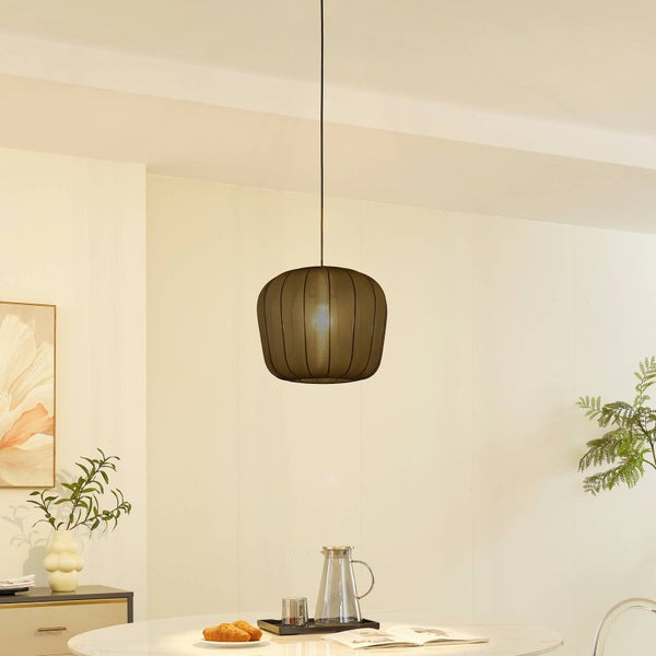 Lindby Pendelleuchte Helin (Modern) in Schwarz aus Textil (1 flammig, E27) - Hängeleuchte Esstischlampe Hängelampe Wohnzimmerleuchte