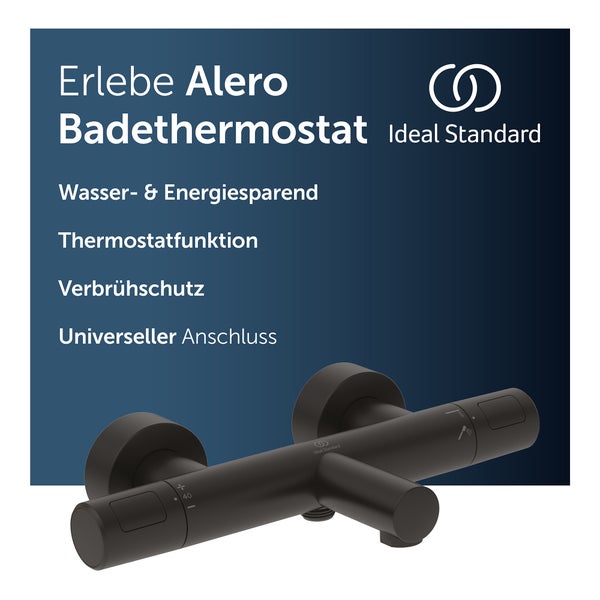 Ideal Standard Alero Badethermostat mit Thermostatfunktion und Verbrühschutz sowie Werbetext