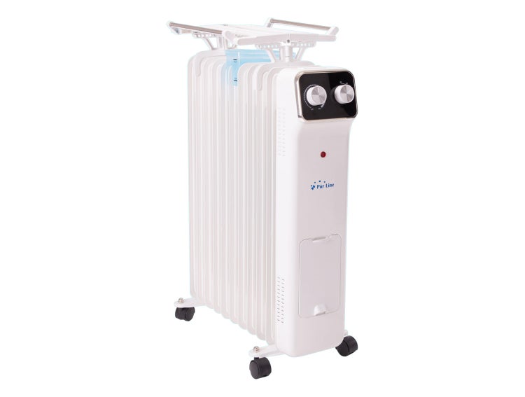 Elektrischer Heizkörper mit Rollen und Reglern