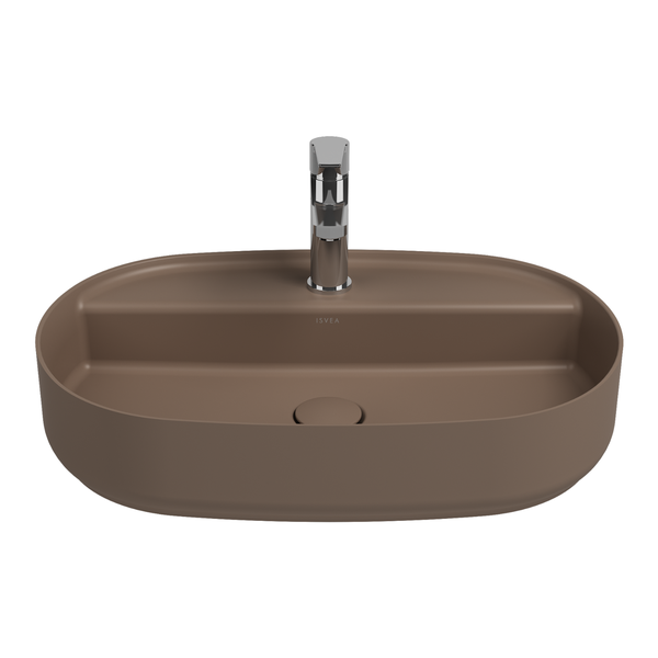Isvea Waschbecken Oval Aufsatzwaschbecken Badezimmer Taupe
