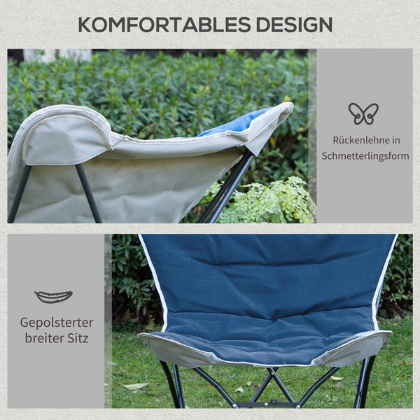 Outsunny Campingstuhl tragbar klappbar Gartensessel Regiestuhl Klappsessel Modern Design für Outdoor Picknick max. Belastung 120 kg Blau 88 x 74 x 84 cm