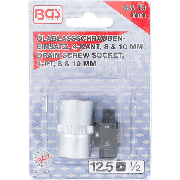 BGS Ölablassschrauben-Einsatz Vierkant 8 mm / 10 mm - 8991
