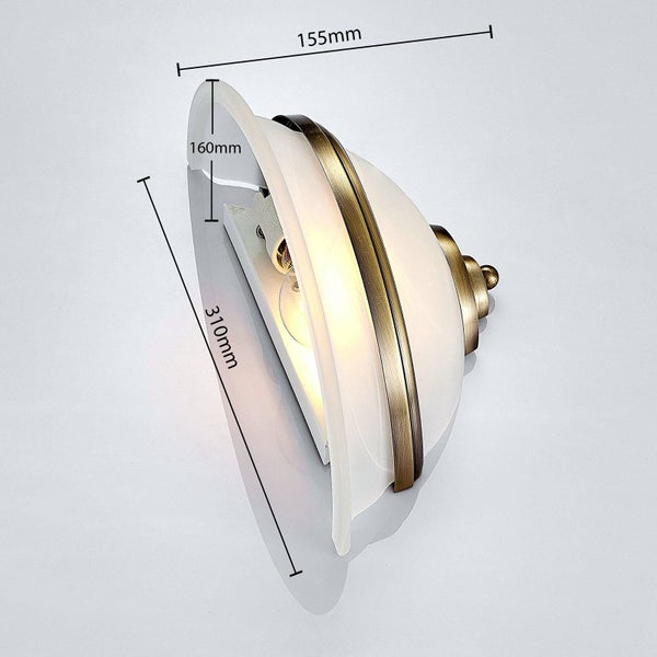 Lindby Wandleuchte, Wandlampe Innen Irimia (Retro Vintage Antik) in Bronze aus Glas (1 flammig E27) - Wandfluter Wandstrahler Wandbeleuchtung Schlafzimmer / Wohnzimmer Wohnzimmerleuchte
