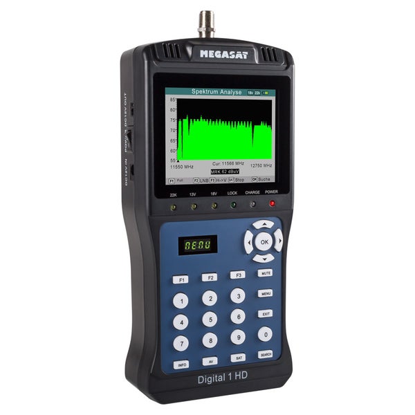 Megasat Digital 1 HD Satellitenmessgerät mit Display für Spektrumanalyse zur Ausrichtung von Satellitenantennen