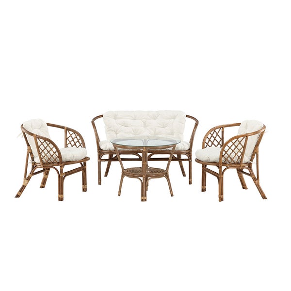 Wera Loungeset 1 Sofa, 2 Stühle, 1 Tisch Walnuss-Dekor. 55 X 55 X 55 cm