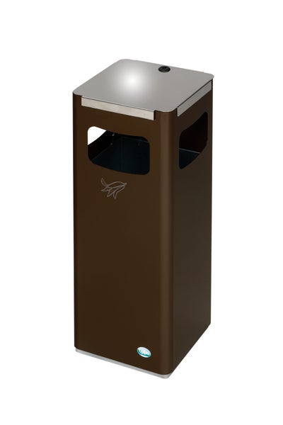 PROREGAL Robuster Modularer Wertstoffsammler Mit Edelstahldeckel 22 Liter HxBxT 68 x 25 x 25 cm Verzinkter Stahl Braun