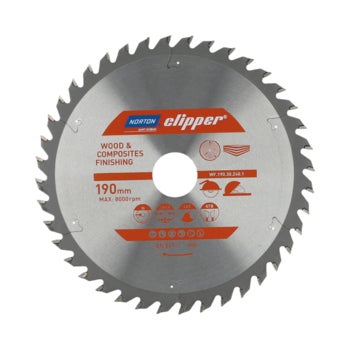 Norton Clipper Kreissägeblatt für Holz und Verbundwerkstoffe mit 190 Millimeter Durchmesser für bis zu 8000 Umdrehungen pro Minute