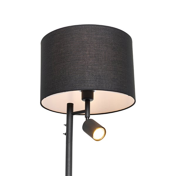 Stehlampe mit Textilschirm und Leselampe