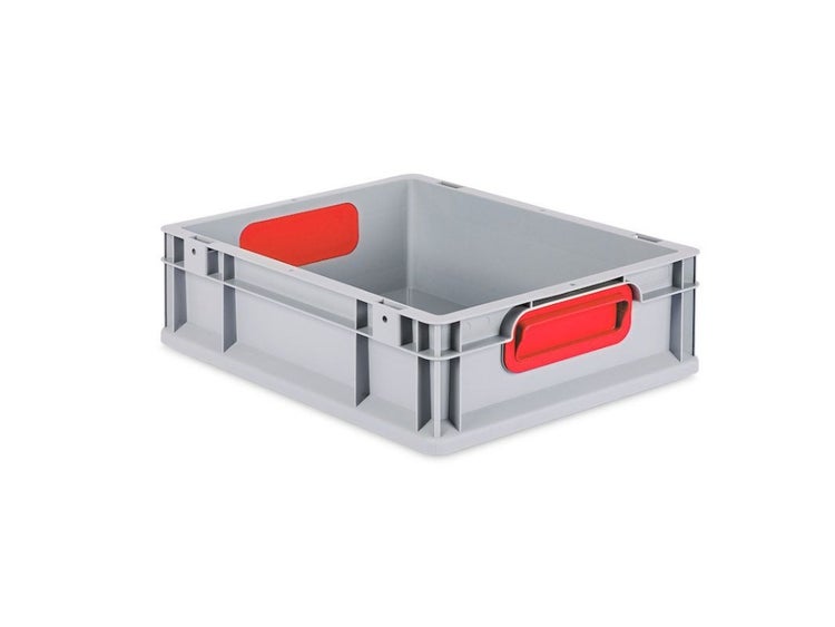 PROREGAL Spar Set 16x Eurobox Nextgen Color HxBxT 12 x 30 x 40 cm 11 Liter Griffe Rot Geschlossen Glatter Boden Eurobehälter Transportbox