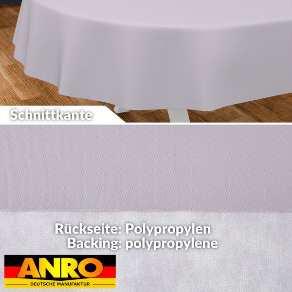 Rundes Tischtuch der Marke ANRO mit Schnittkante und einer Rückseite aus Polypropylen.