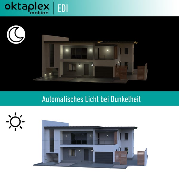 Oktaplex Edi Dämmerungsschalter 230V Hutschiene 35mm externer Dämmerungssensor IP65 anthrazit