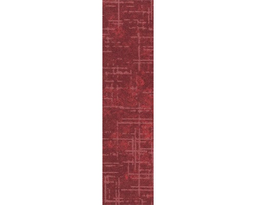 Teppichläufer mit abstraktem Linienmuster in Rot.