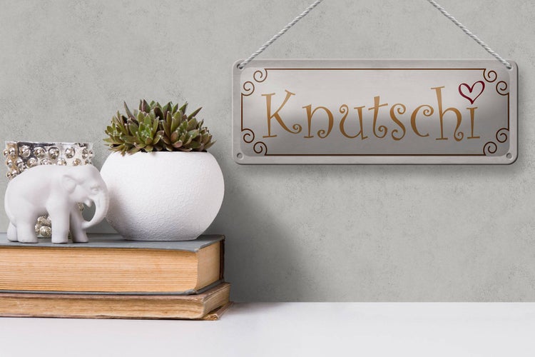 Blechschild Spruch 27x10cm Knutschi Herz Dekoration