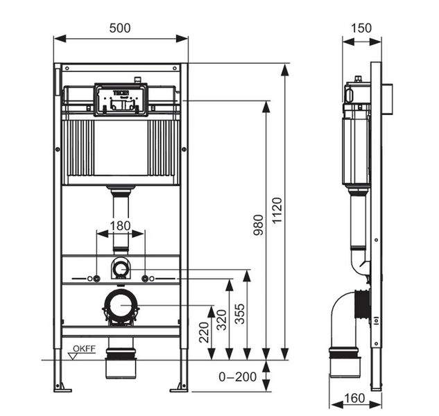 TECEprofil WC-Modul mit Uni-Spülkasten, Bauhöhe 820 mm (9300301)