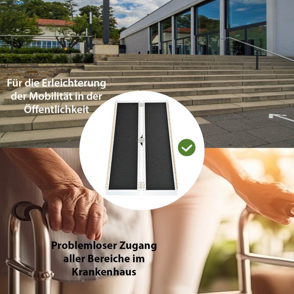 Mobile Rampe für den öffentlichen Raum und Krankenhäuser zur Überwindung von Stufen.