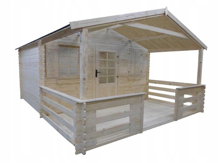 Veranda zum Gartenhaus 4x2 m - Farbe Holz