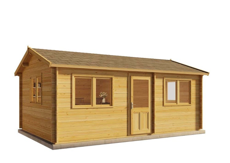 Alpholz Gartenhaus Murray Gartenhaus aus Holz, Holzhaus mit 44 mm Wandstärke, Blockbohlenhaus mit Montagematerial, Naturbelassen 6,2x4,3m