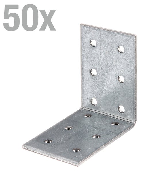 Set aus 50 Stück verzinkten Winkelverbindern aus Stahl zur Holzverbindung