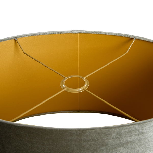 Samtlampenschirm grün mit goldener Innenseite oval 50/33/25