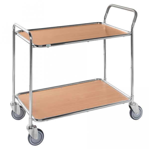 Servierwagen mit zwei Ablageflächen und Rollen