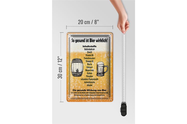 Blechschild Spruch 20x30cm so gesund ist Bier wirklich