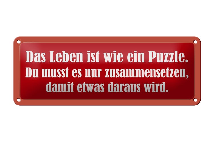 Blechschild Spruch 27x10cm Leben ist wie Puzzle Dekoration