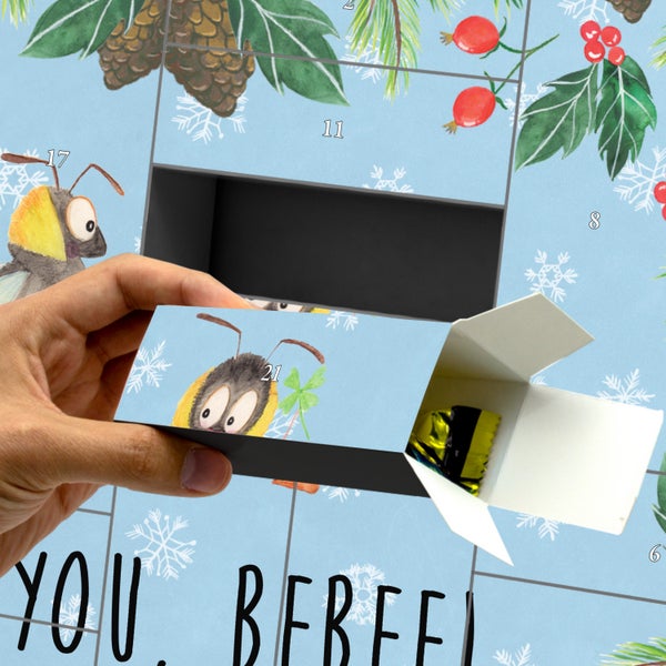 Mr. & Mrs. Panda Befüllbarer Adventskalender Bienen Paar - Blau Pastell
