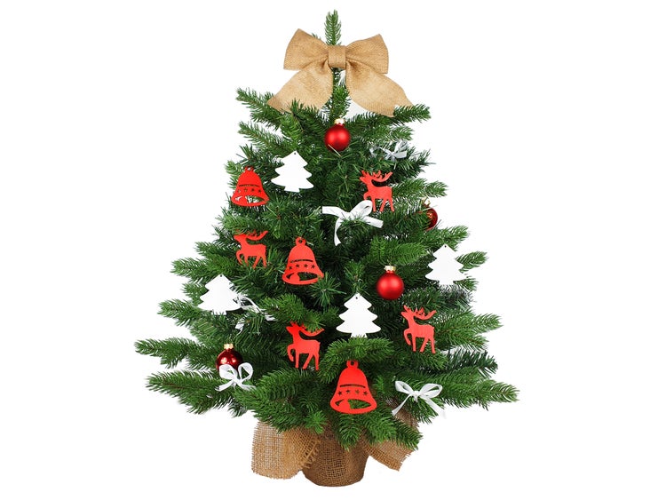 Künstlicher Weihnachtsbaum Bernard in Blumentopf 75cm, Tannenbaum Christbaum Kunstbaum Dekobaum mit Metallständer