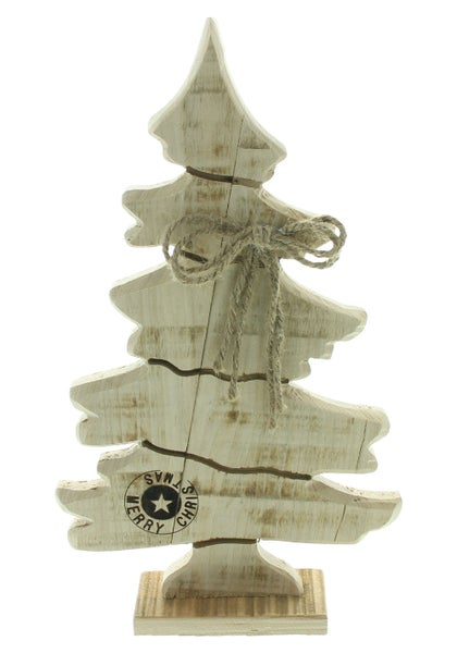 FRANK FLECHTWAREN | Holzdeko Branded Tree, 21 x 5,5 x 37 cm , TANNE, PAPPEL, JUTE,