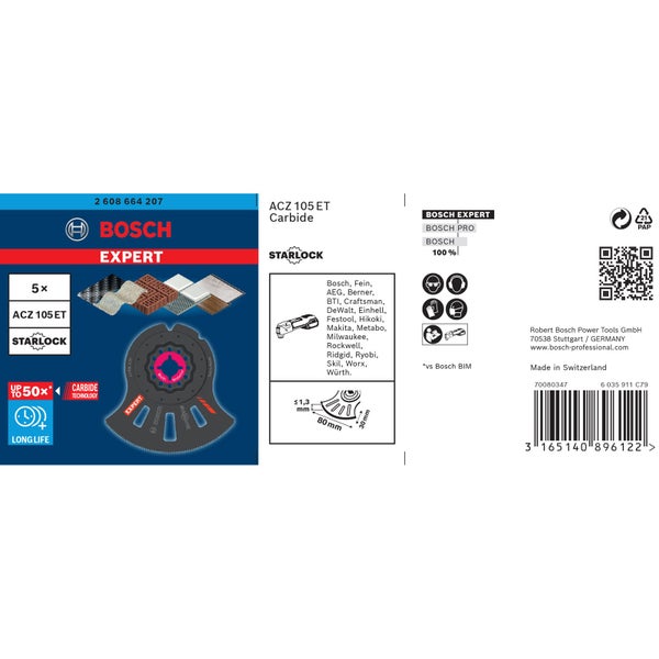 Bosch Expert ACZ 105 ET Carbide Sägeblatt im Fünferpack