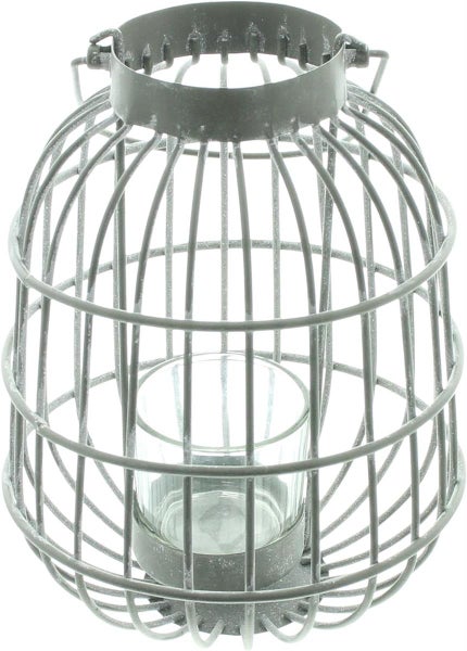 Dekoleidenschaft Windlicht Laterne aus Metall, grau, weiß gekalkt, Hängelaterne mit Windlichtglas, Gartenlaterne, Kerzenhalter, Gartendeko für Draußen