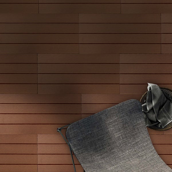 FLOORDIREKT WPC-Klickfliese Royal - Wetterbeständige Terrassenfliese - Hellbraun 30 x 60 cm