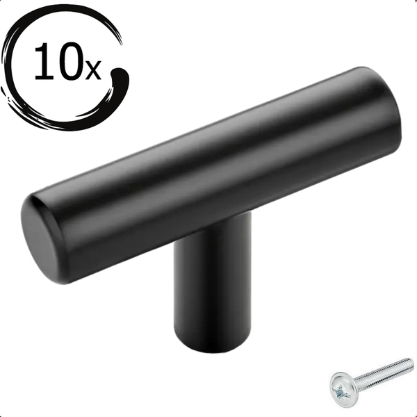 Zehn Möbelgriffe aus Metall mit Schraube